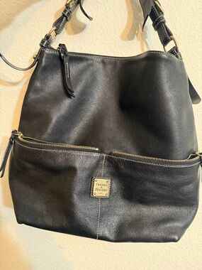 Dooney & Bourke Womens Dillen Large Shoulder Hobo Bag Black Pebbled Leather